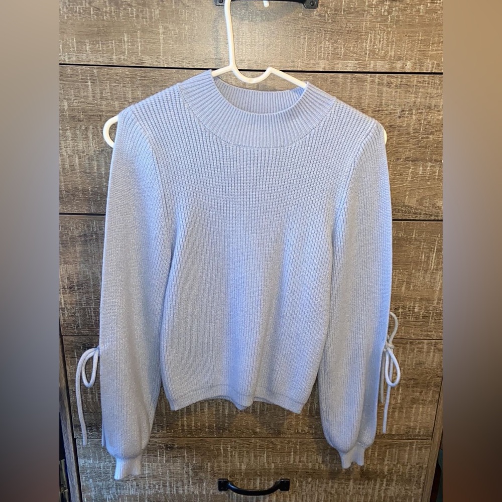 Willow & root lace-up mock neck sweater